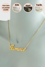 Kişiye Özel İsim Yazılı Kolye-Sarı