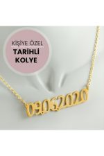 Kişiye Özel Tarih Yazılı Kolye-Sarı-1