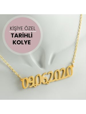 Kişiye Özel Tarih Yazılı Kolye-Sarı-1