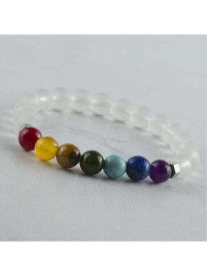 7li Doğaltaş Çakra Bileklik-Şeffaf