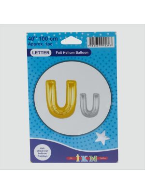 Gümüş Renkli 40X100 Harfli Folyo Balon-U