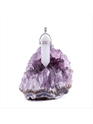 Kuvars Point Kolye Ucu-Beyaz