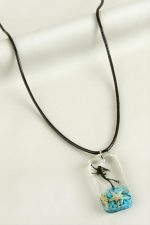 Deniz Kızı Dikdörtgen Epoksi Kolye-Mavi