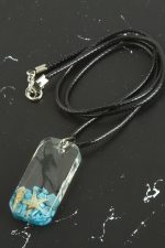 Deniz Kızı Dikdörtgen Epoksi Kolye-Mavi - Görsel 2