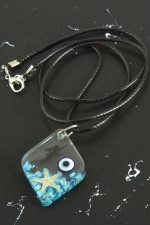 Deniz Yıldızı Beşgen Epoksi Kolye-Mavi