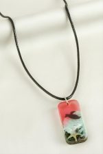 Deniz Yıldızı Dikdörtgen Epoksi Kolye-Pembe