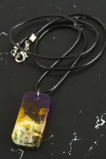 Deniz Yıldızı Dikdörtgen Epoksi Kolye-Sarı