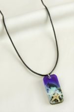 Deniz Yıldızı Dikdörtgen Epoksi Kolye-Mor - Görsel 2