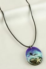 Deniz Yıldızı Oval Epoksi Kolye-Mor