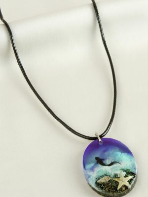 Deniz Yıldızı Oval Epoksi Kolye-Mor