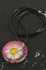 Papatya Epoksi Kolye-Pembe