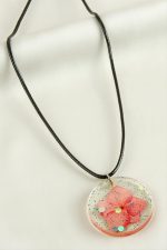 Ortanca Çiçek Epoksi Kolye-Yavruağzı - Görsel 2