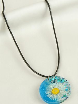 Papatya Epoksi Kolye-Mavi