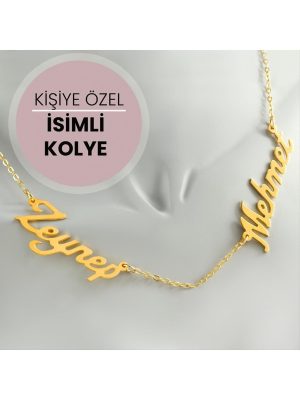 Kişiye Özel Çift İsim Yazılı Kolye-Sarı