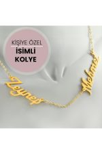 Kişiye Özel Çift İsim Yazılı Kolye-Sarı - Görsel 4