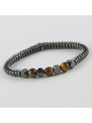 Kaplangözü - Hematit - Mat Onix Doğaltaş Bileklik-Antrasit
