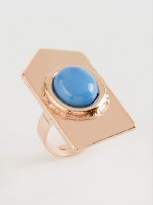 Üçgen Turkuaz Taşlı Yüzük-Roz