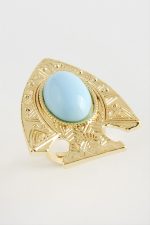 Balık Turkuaz Taşlı Yüzük-Sarı