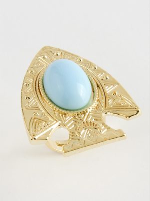 Balık Turkuaz Taşlı Yüzük-Sarı