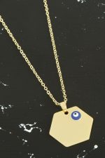 Altıgen İsim Yazılabilir Kolye-Gümüş Rengi