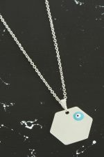 Altıgen İsim Yazılabilir Kolye-Gümüş Rengi - Görsel 4