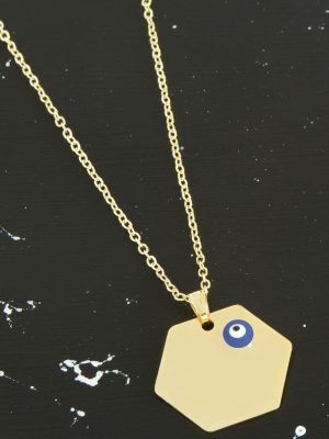 Altıgen İsim Yazılabilir Kolye-Sarı