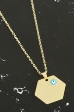 Altıgen İsim Yazılabilir Kolye-Sarı - Görsel 4