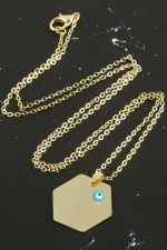 Altıgen İsim Yazılabilir Kolye-Sarı - Görsel 2