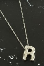 R Harfli Balon Kolye-Gümüş Rengi - Görsel 3