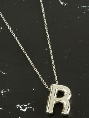 R Harfli Balon Kolye-Gümüş Rengi