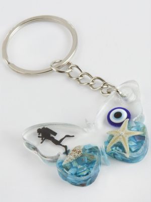 Kelebek Epoksi Anahtarlık-Mavi