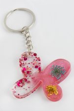 Sultan Otu Kelebek Epoksi Anahtarlık-Pembe