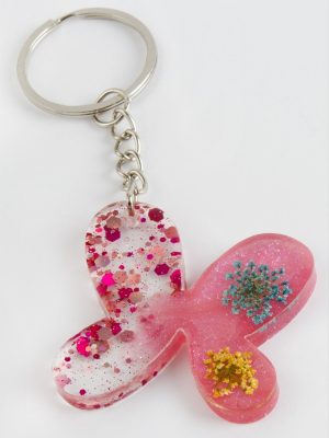 Sultan Otu Kelebek Epoksi Anahtarlık-Pembe