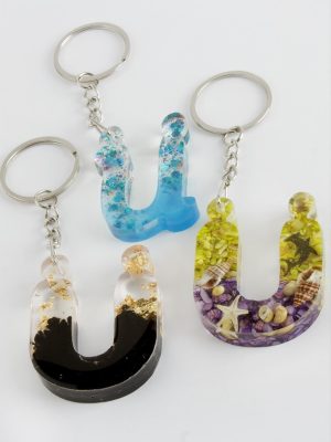 Ü Harfli Epoksi Anahtarlık-Renkli