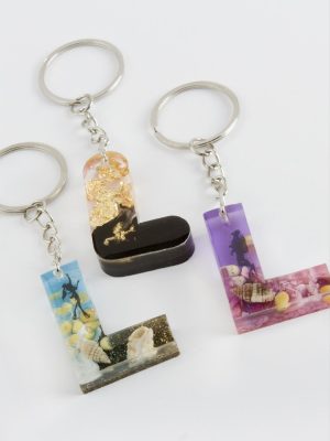 L Harfli Epoksi Anahtarlık-Renkli