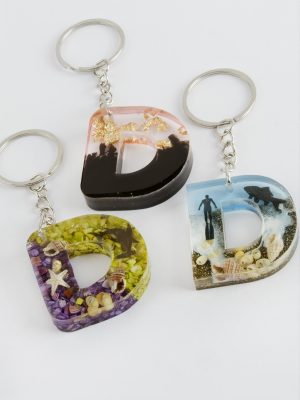 D Harfli Epoksi Anahtarlık-Renkli