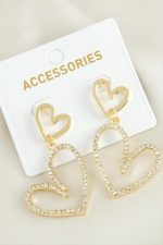 Kalp Yeni Sezon Taşlı Küpe-Sarı - Görsel 3