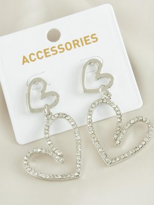 Kalp Yeni Sezon Taşlı Küpe-Sarı