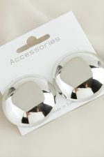 Yuvarlak Yeni Sezon Metal Küpe-Gümüş Rengi