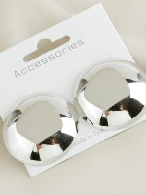 Yuvarlak Yeni Sezon Metal Küpe-Gümüş Rengi