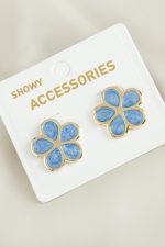 Papatya Yeni Sezon Mineli Küpe-Açık Mavi