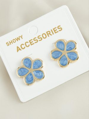 Papatya Yeni Sezon Mineli Küpe-Açık Mavi