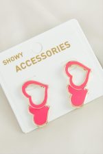 Kalp Yeni Sezon Mineli Küpe-Pembe - Görsel 3