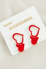 Kalp Yeni Sezon Mineli Küpe-Kırmızı - Görsel 3