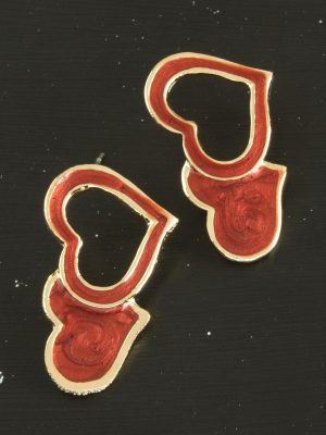 Kalp Yeni Sezon Mineli Küpe-Kırmızı