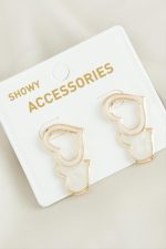 Kalp Yeni Sezon Mineli Küpe-Krem - Görsel 3