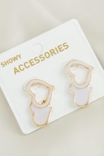 Kalp Yeni Sezon Mineli Küpe-Lila - Görsel 3