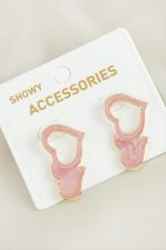 Kalp Yeni Sezon Mineli Küpe-Açık Pembe - Görsel 3