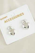 Kalp Yeni Sezon Metal Küpe-Gümüş Rengi - Görsel 2