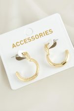 Yarım Halka Yeni Sezon Metal Küpe-Sarı - Görsel 3